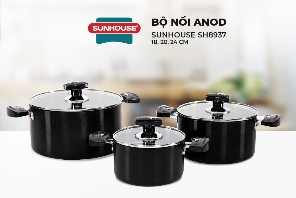Bộ nồi Anod Sunhouse SH8937