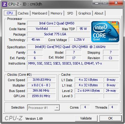 CPU Intel Core 2 Quad Q9450 2.66GHz