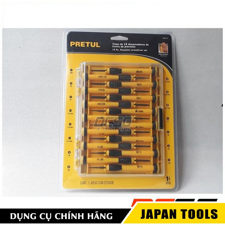 BỘ VÍT ĐỒNG HỒ CÁN NHỰA 15 CHI TIẾT PRETUL 31383