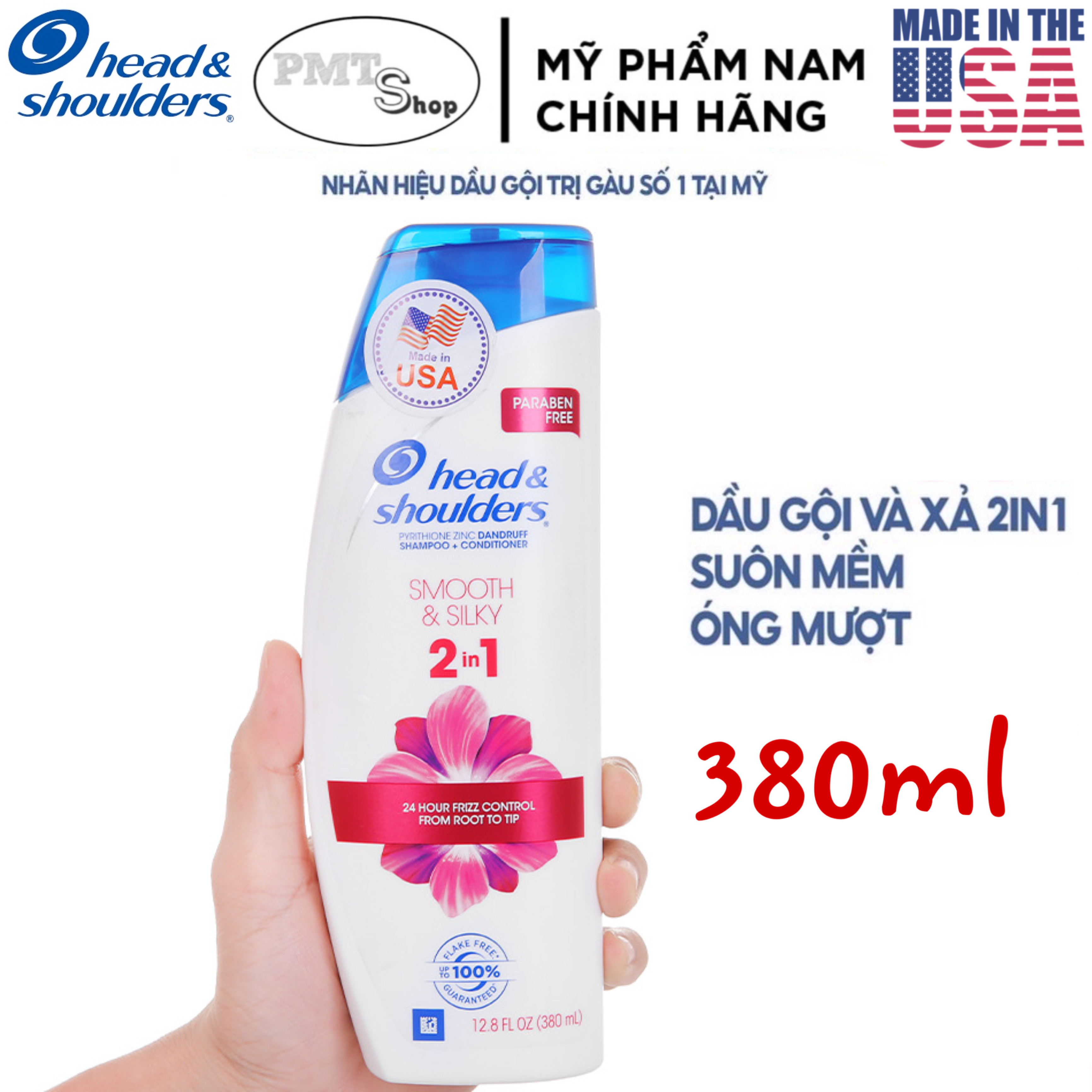 Dầu Gội Và Xả Ngăn Ngừa Gàu Head & Shoulders 2 in 1 Smooth and Silky Shampoo 380ml