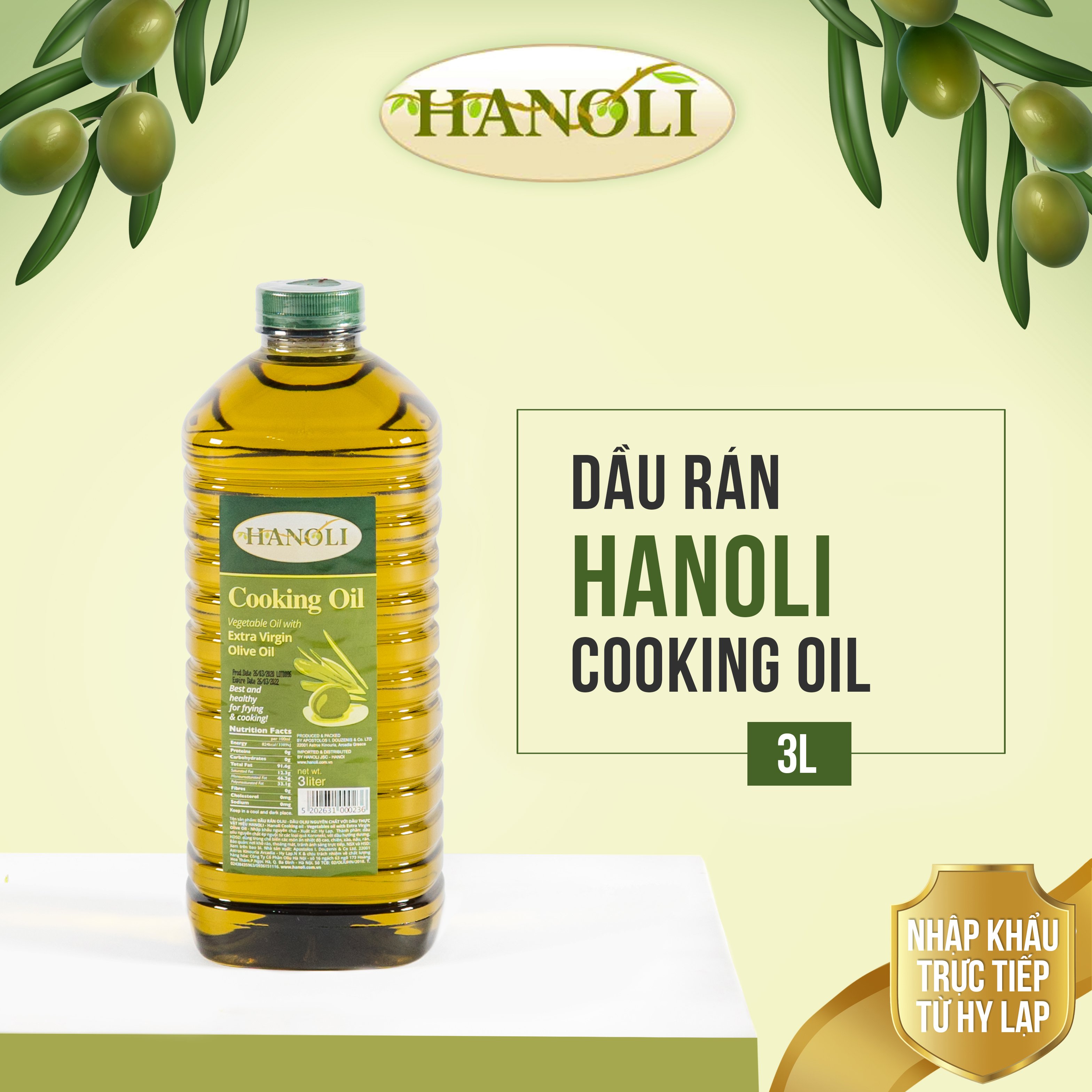 Dầu olive Hanoli 3L