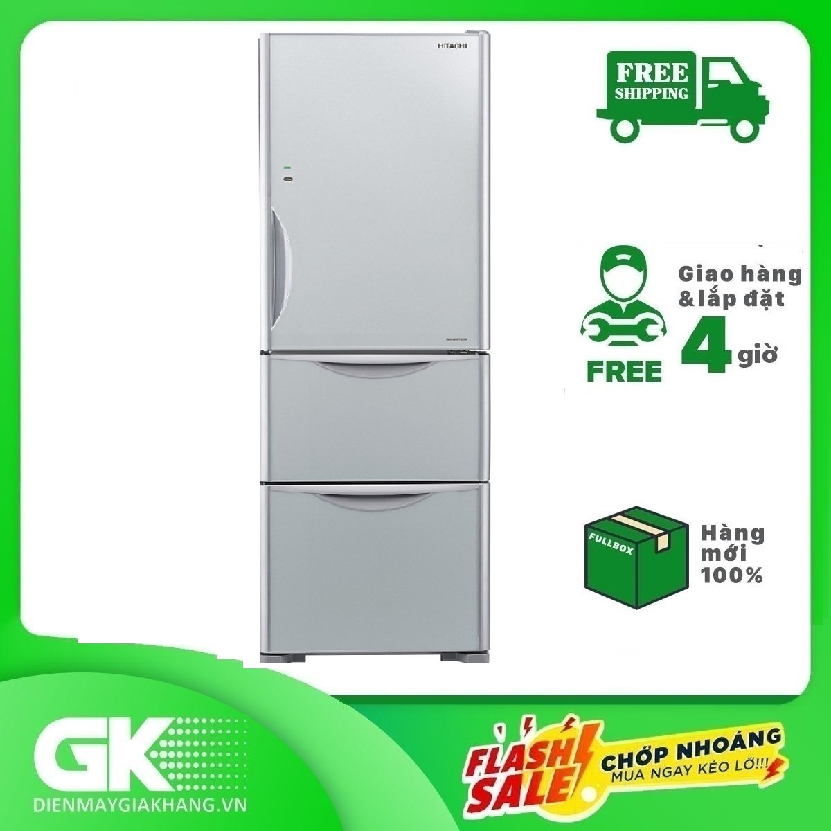 Tủ Lạnh Hitachi R-SG38FPGV 375Lít 3 Cửa