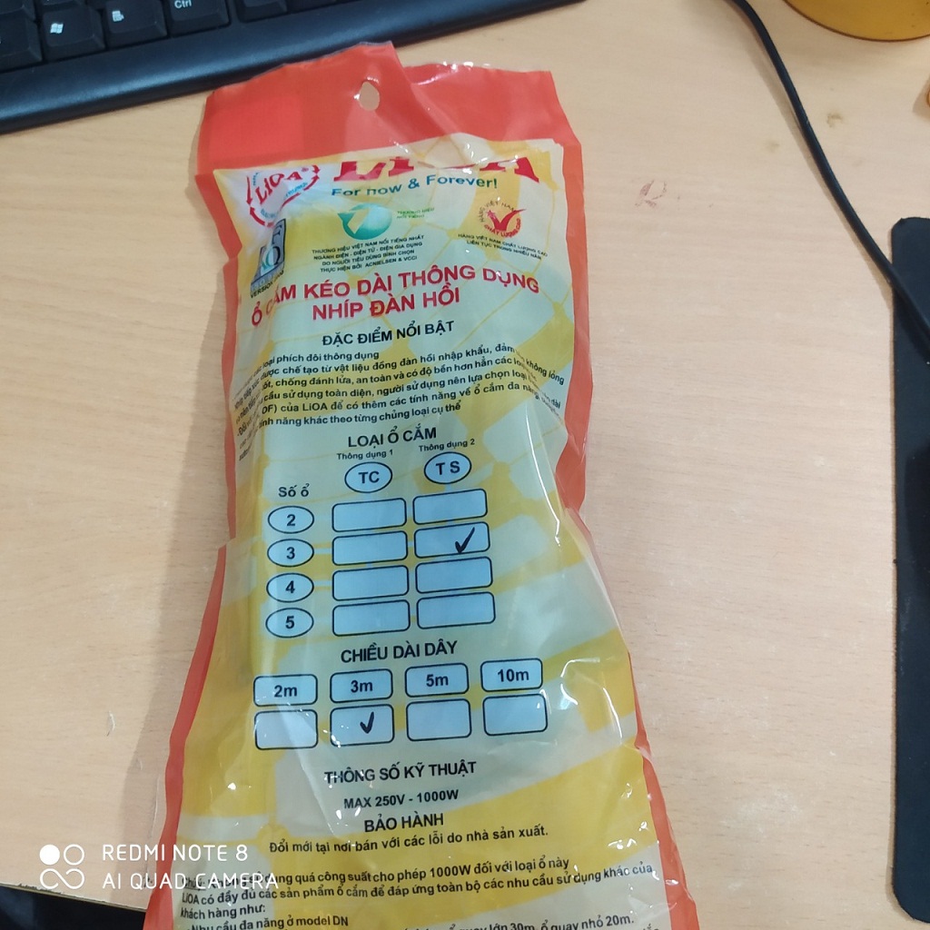 Ổ cắm kéo dài phổ thông LIOA 3TS3-2