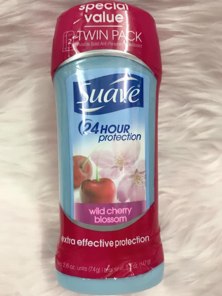 Sáp Lăn Khử Mùi Suave 24 Hour Protection Wild Cherry Blossom 74g
