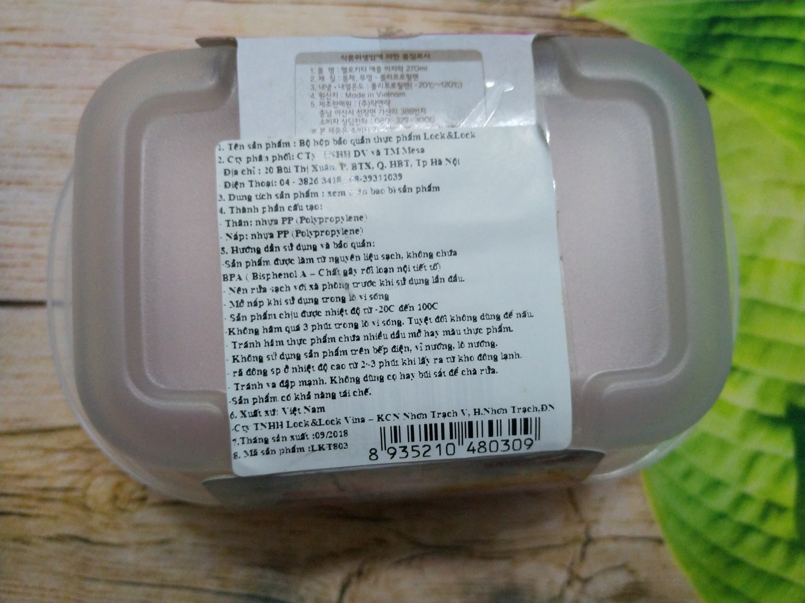Hộp nhựa Lock&Lock 270ml