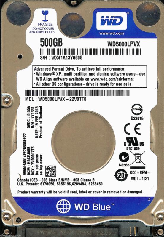 Ổ cứng HDD Western 500GB - WD5000BPVT/WD5000LPVX