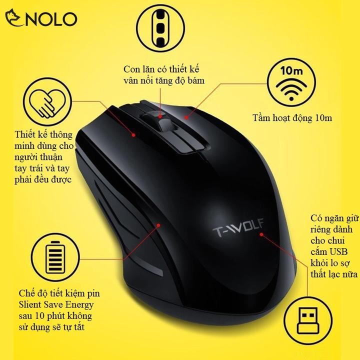 Chuột Ergonomic Không Dây T-Wolf Q17