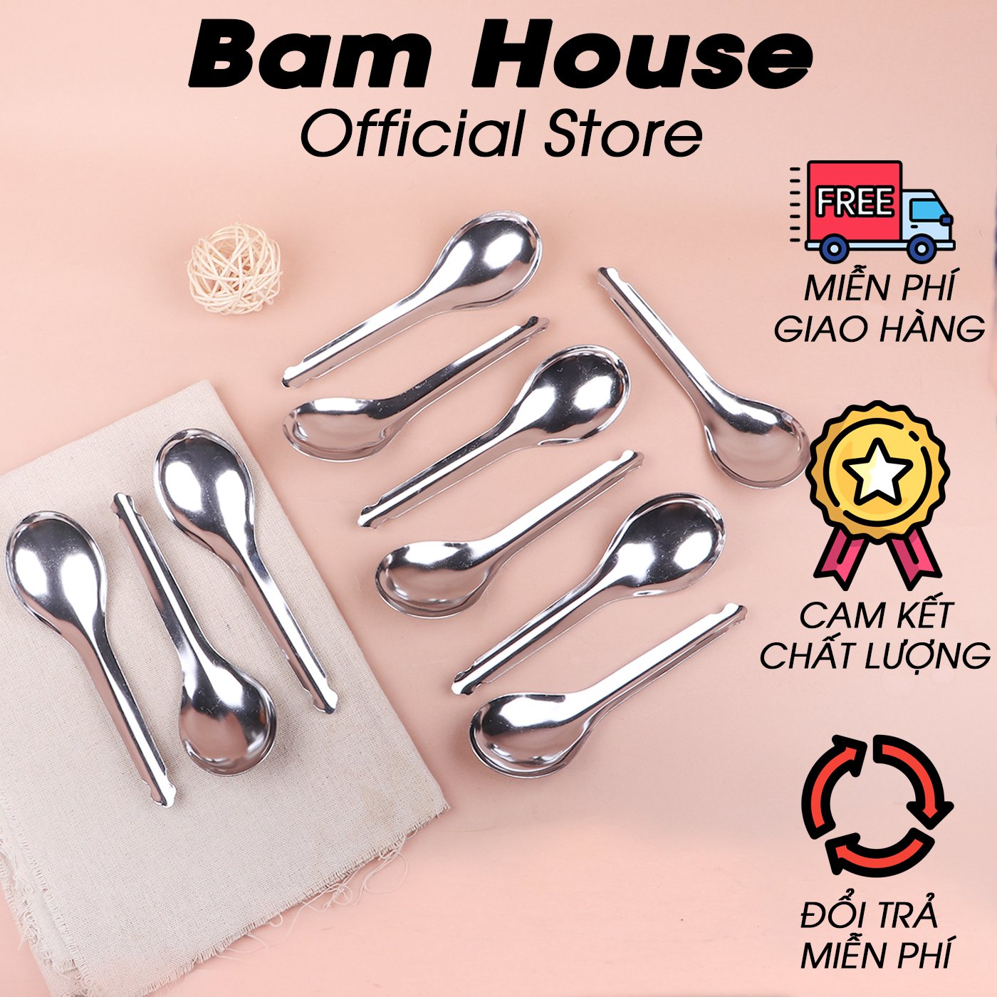 BỘ 10 MUỖNG BẦU TRÒN INOX MUI12