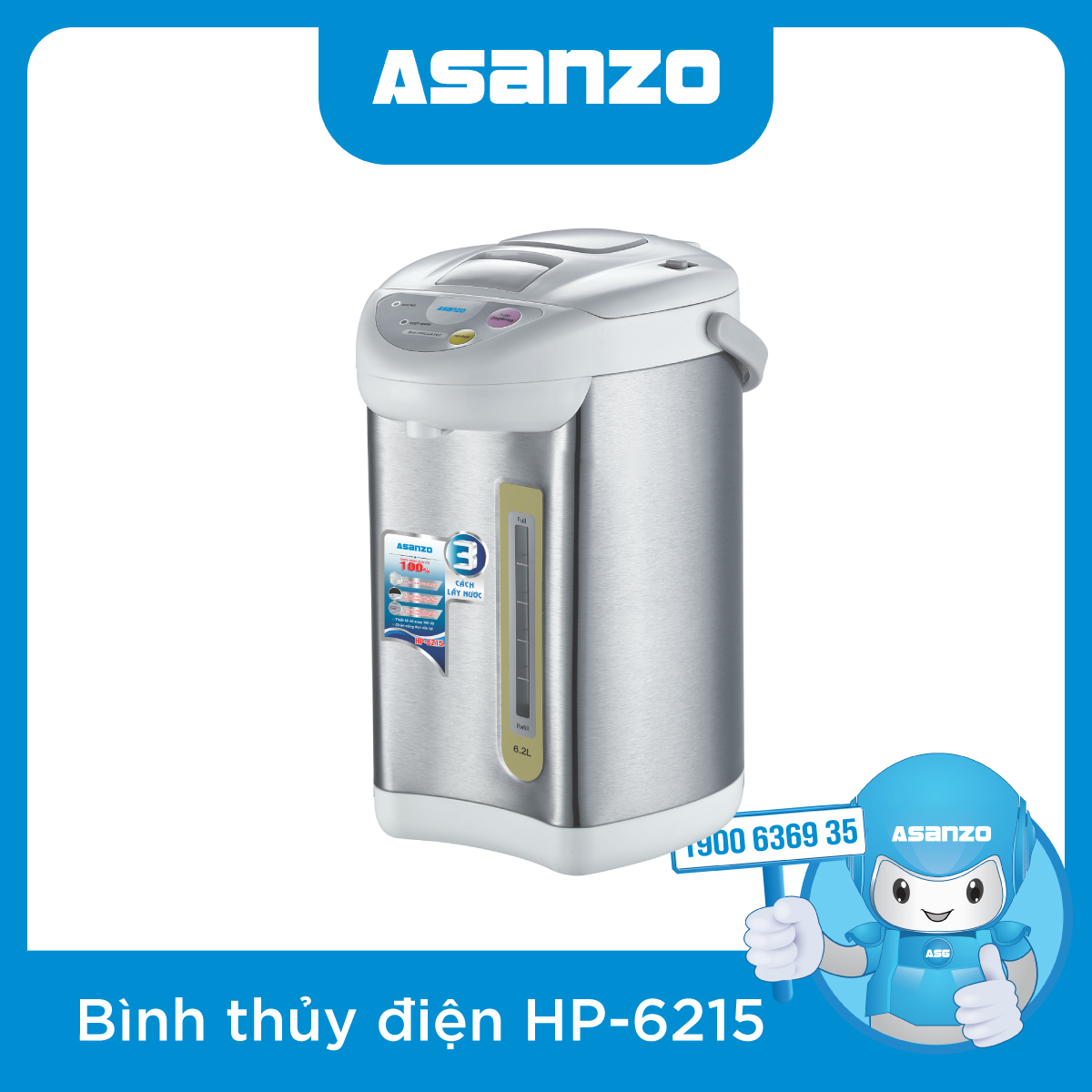 Bình thủy điện Asanzo HP-6215 6.2L