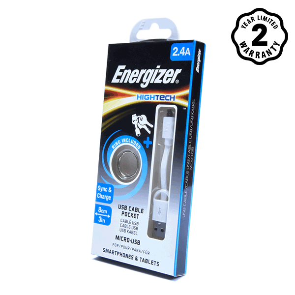 Cáp sạc Energizer Micro USB Pocket C21UBMCABK4
