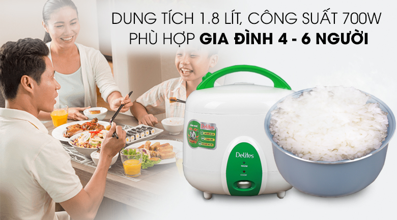 Nồi cơm nắp gài Delites NCG1010 1.8L