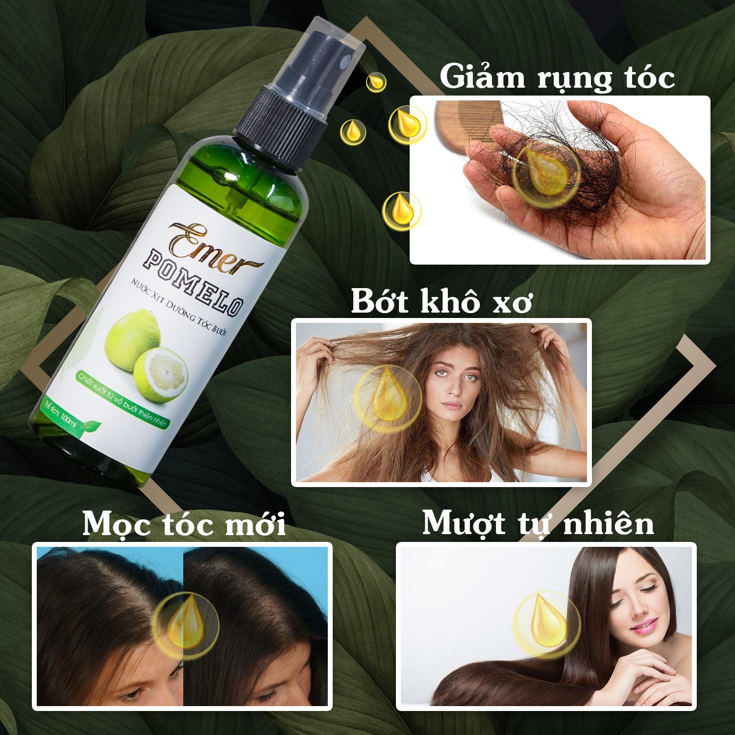 Chai Tinh Dầu Bưởi Xịt Tóc Cocoon Pomelo 100ml
