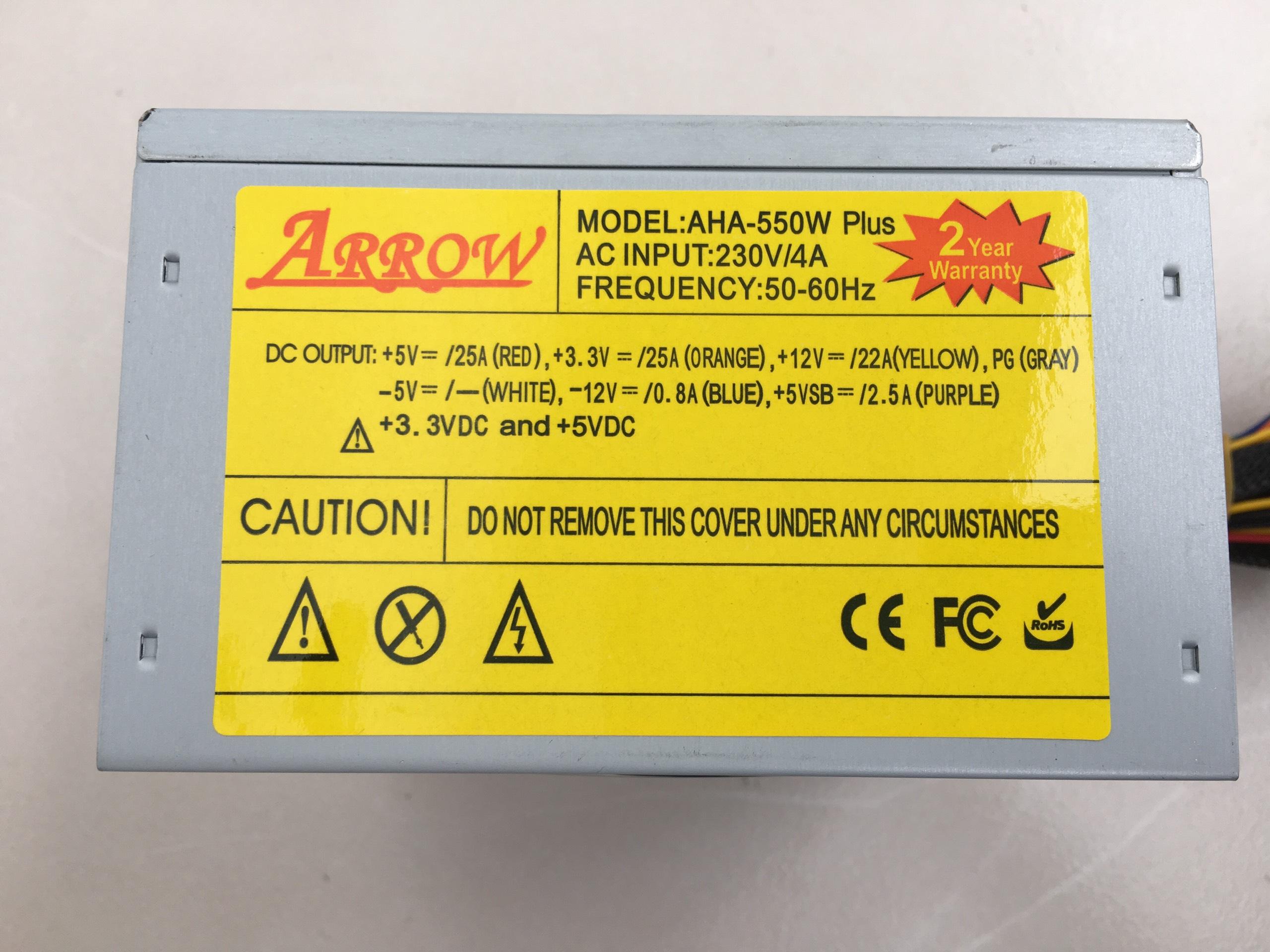 Nguồn Arrow 550W (Fan 12cm)