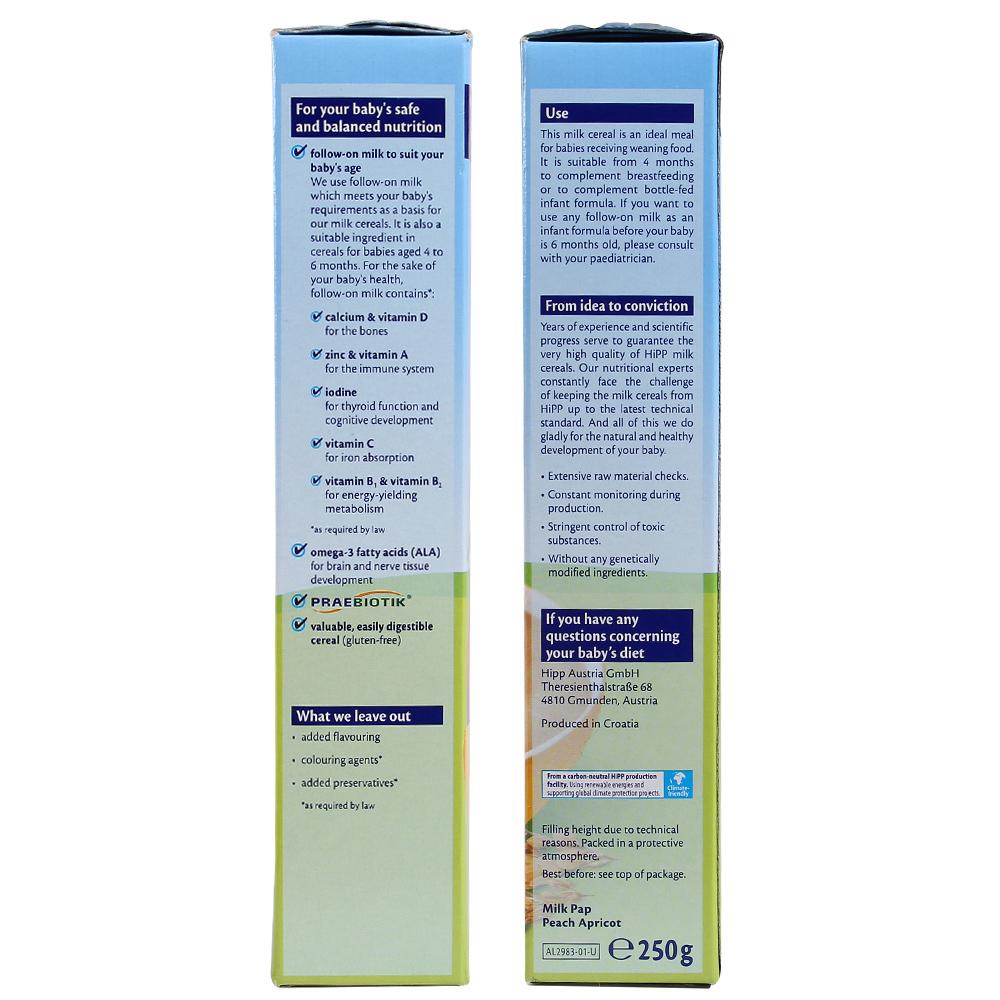 Bột dinh dưỡng Hipp sữa đào mơ tây 250g 4M+