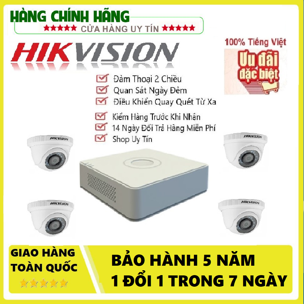Bộ đầu ghi hình Hikvision DS-7104HGHI-F1 + Camera Hikvision DS-2CE56C0T