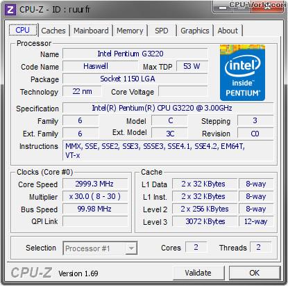 CPU Intel Pentium G3220 3.0Ghz