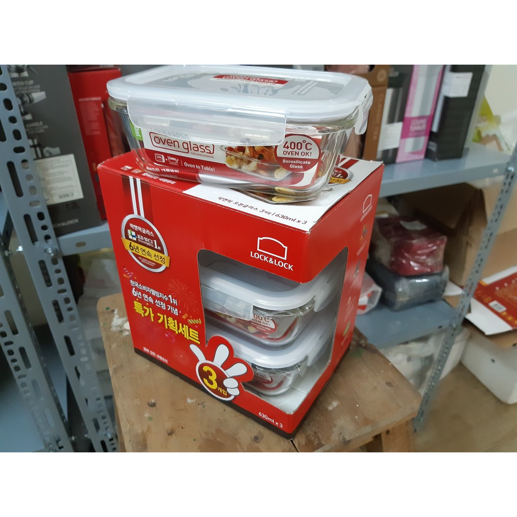 Bộ hộp thủy tinh Lock&Lock LLG428S3GRY