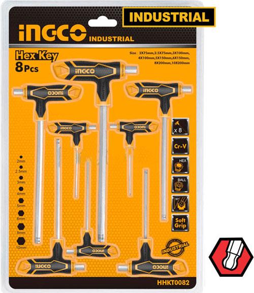 Bộ 8 chìa lục giác bi chữ T Ingco HHKT8082