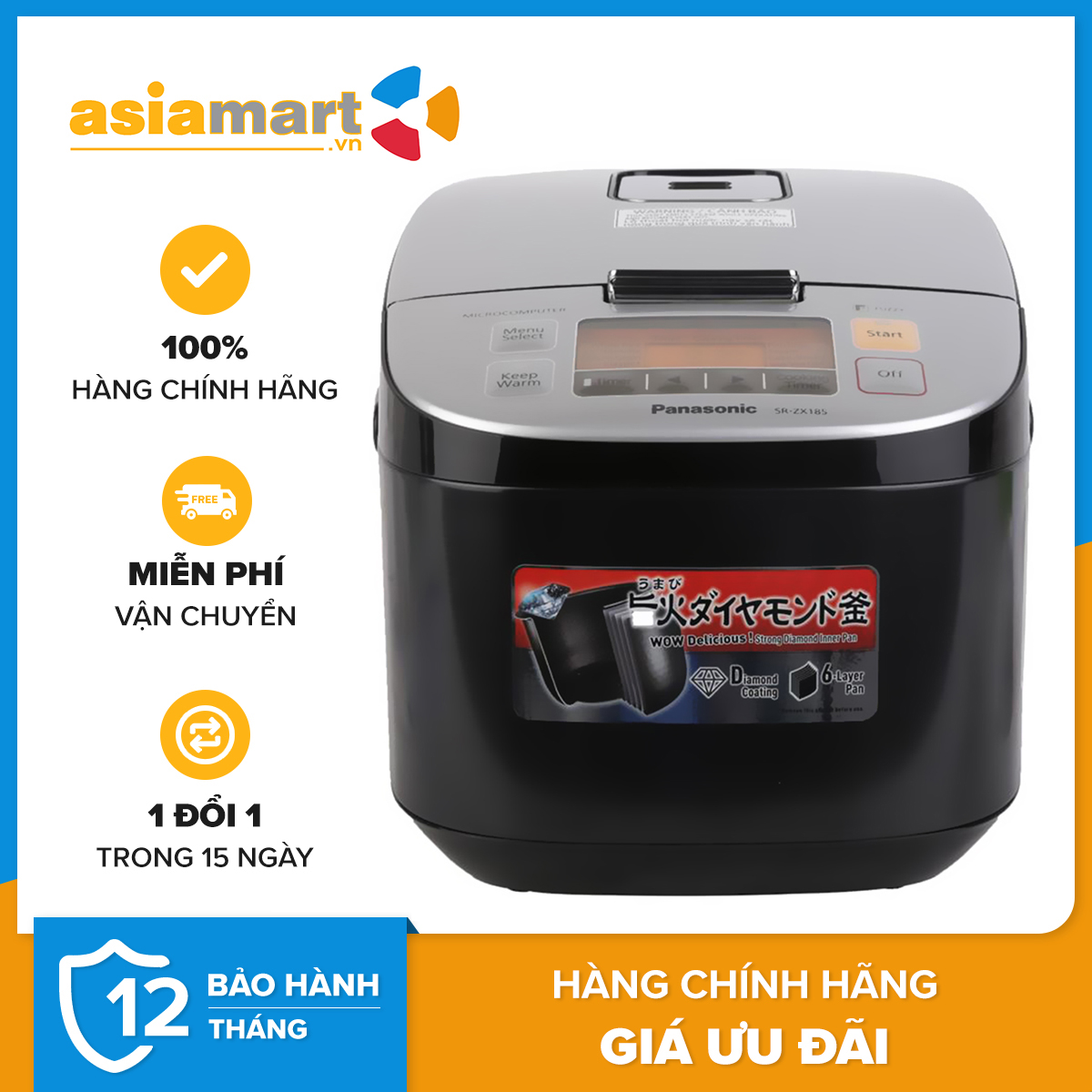 Nồi cơm điện Panasonic SR-ZX185KRAM 1.8L