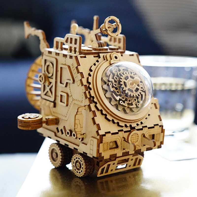 Đồ chơi lắp ráp gỗ 3D Robotime AM681 - Mô hình Hộp nhạc Tàu Vũ Trụ