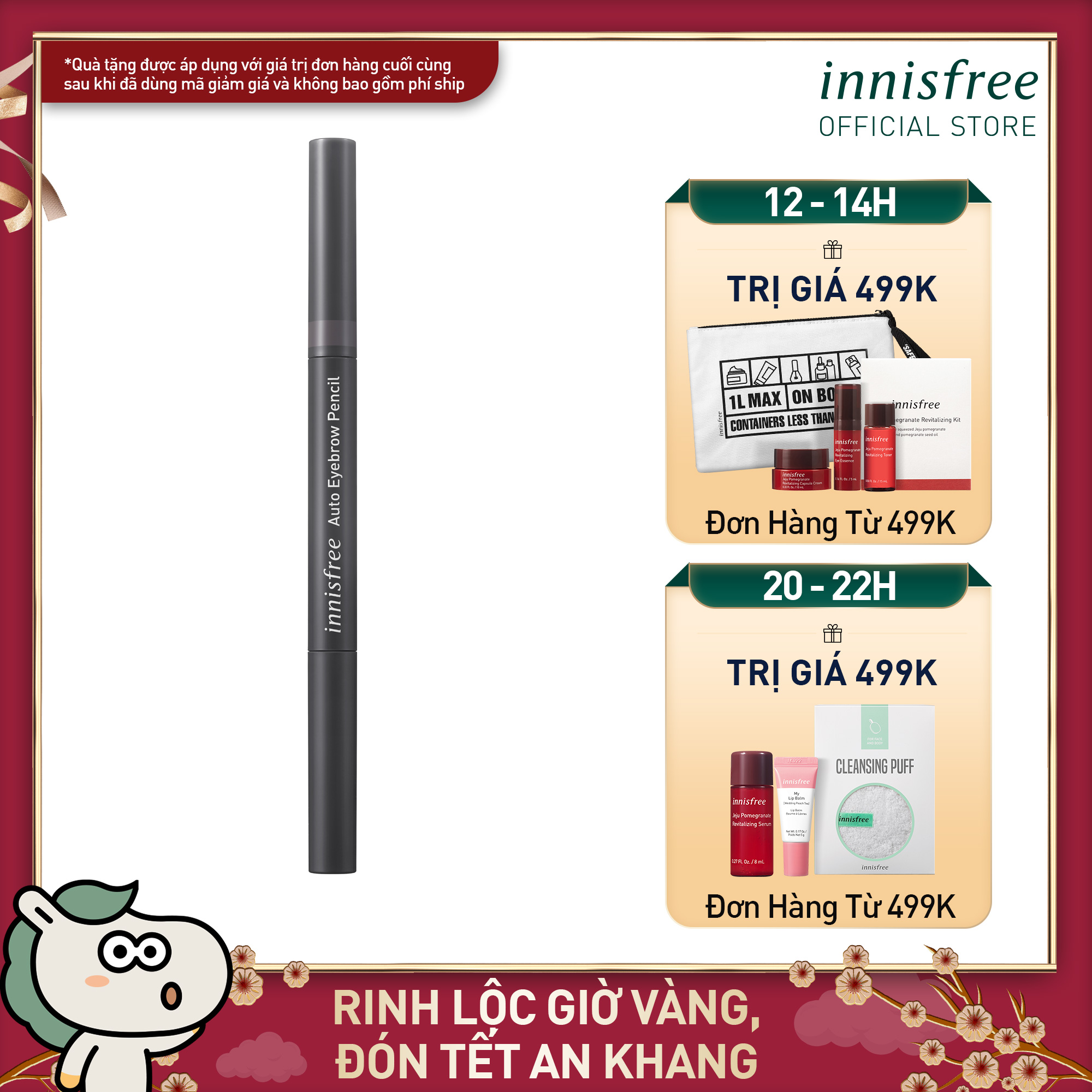Kẻ mày Innisfree Auto Eyebrow Pencil Gray