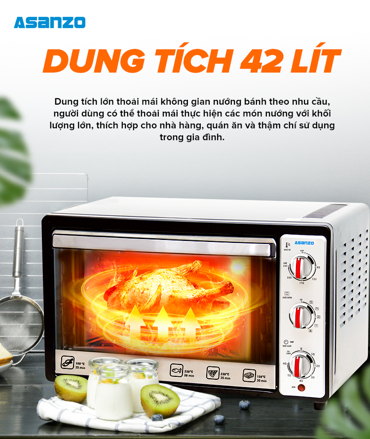 Lò nướng Asanzo EV-42A1 42L (Xám)