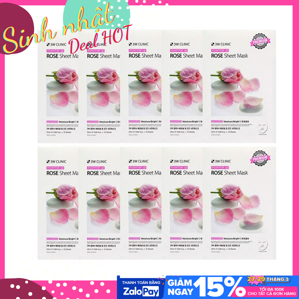 Mặt Nạ Hoa Hồng 3W Clinic Essential Up Rose 25ml