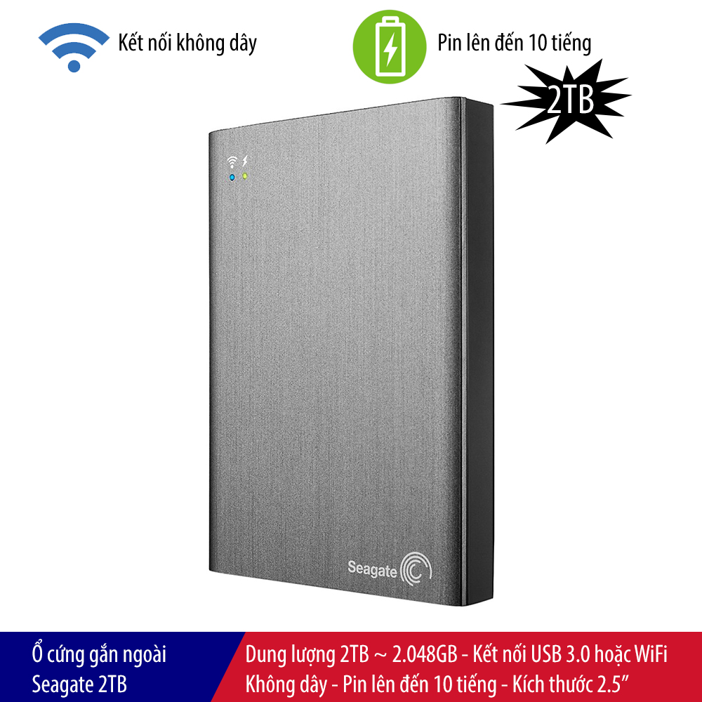 Ổ cứng di động HDD SEAGATE 2TB Wireless Plus Series USB 3.0 STCV2000300