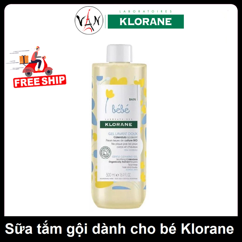 Dầu gội và sữa tắm 2 in 1 Klorane 500ml