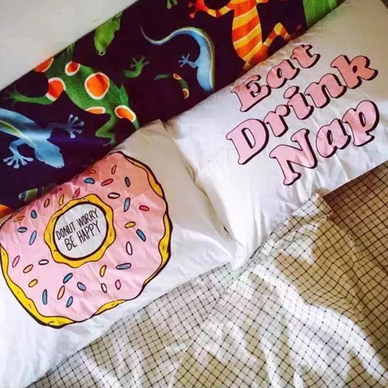 3D Bánh Donut Sáng Tạo 100% Cotton Vỏ Gối Vải Dệt Bằng Tơ 100% Cotton Vỏ Gối Một Cặp Có Thể Gồm Lõi Cá Tính Thủy Triều