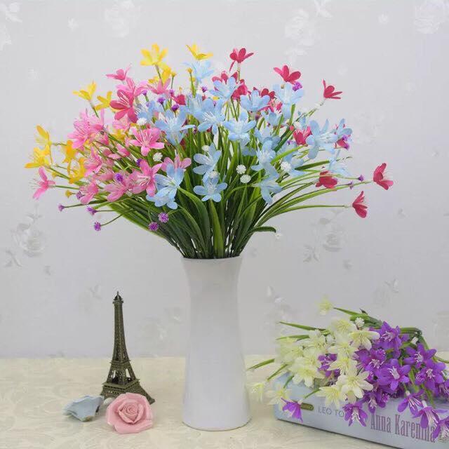 Hoa giả - cành hoa thủy tiên lụa (24-28 bông hoa) trang trí nhà cửa, văn phòng, cơ quan, phim trường chụp ảnh