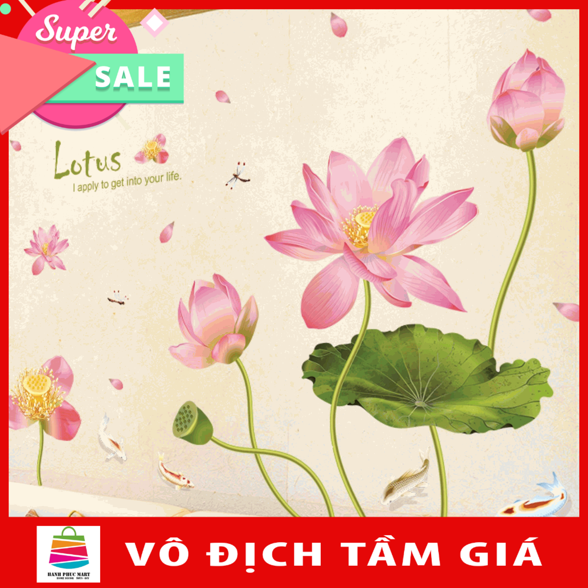 Decal trang trí hoa sen