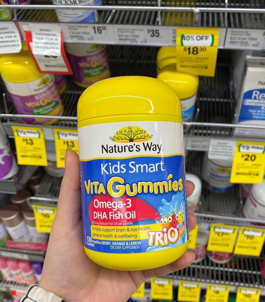 Kẹo dẻo dầu cá NATURE'S WAY Kids Smart Vita Gummies Omega 3 Fish Oil