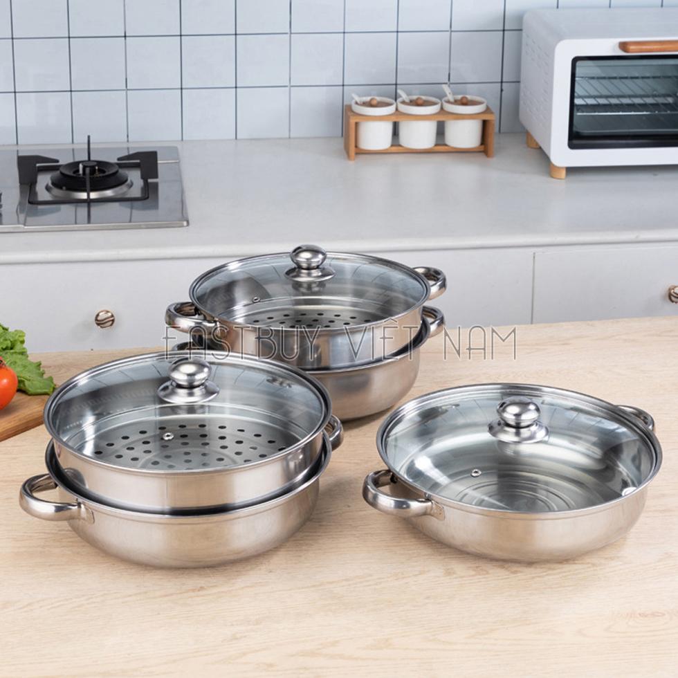 Nồi lẩu xửng hấp 2 tầng