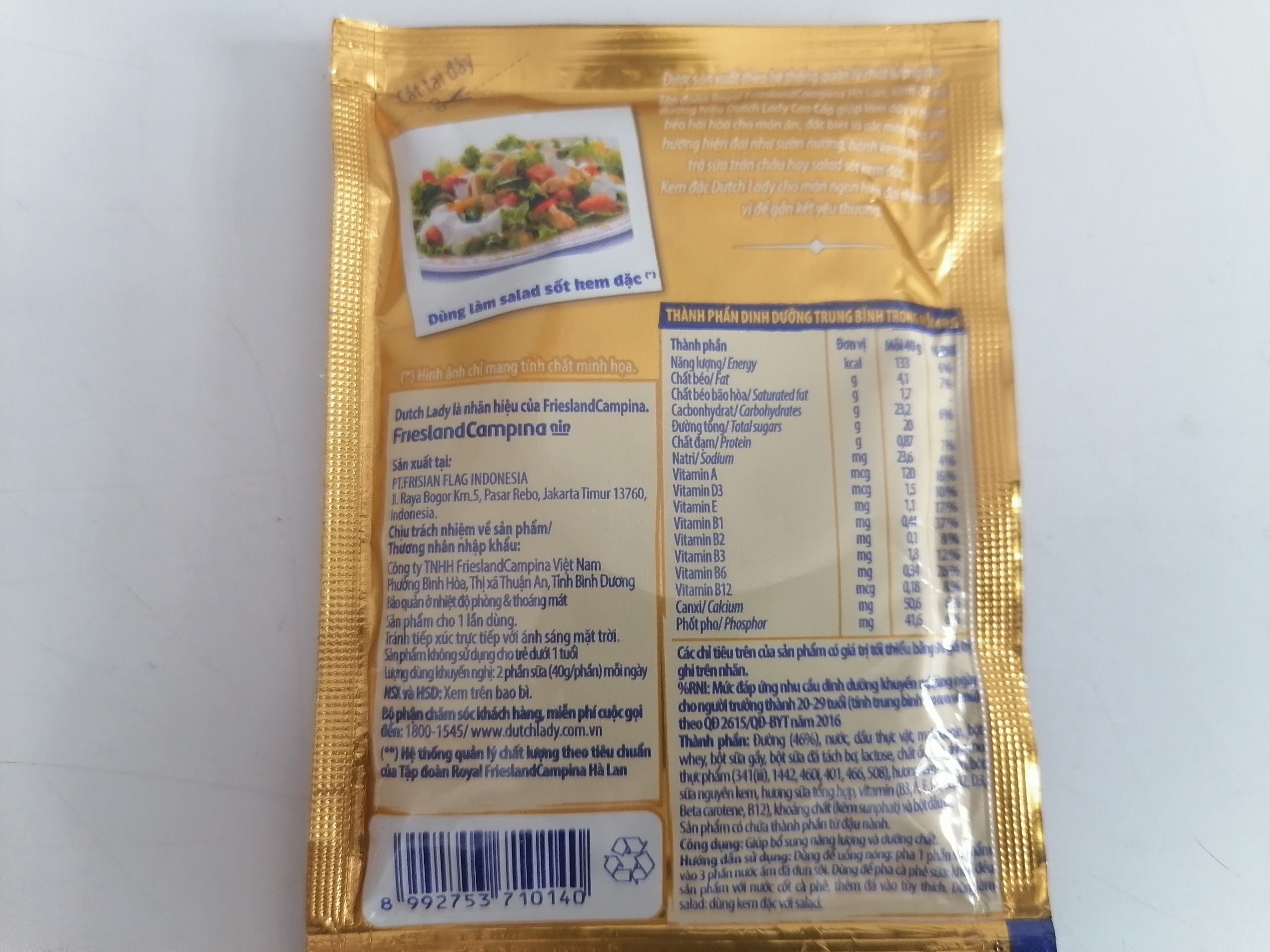 Sữa đặc Dutch Lady 40g lốc 6 gói