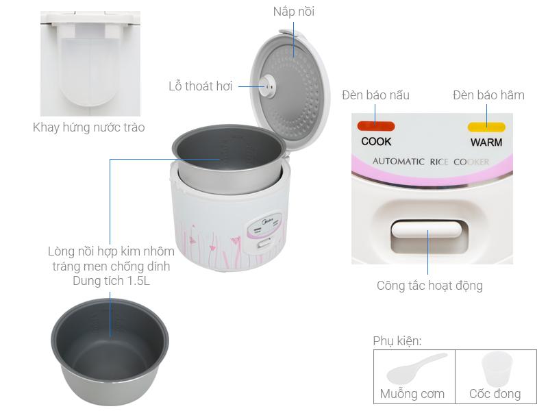 Nồi cơm điện Midea MR-CM1533 1.5L