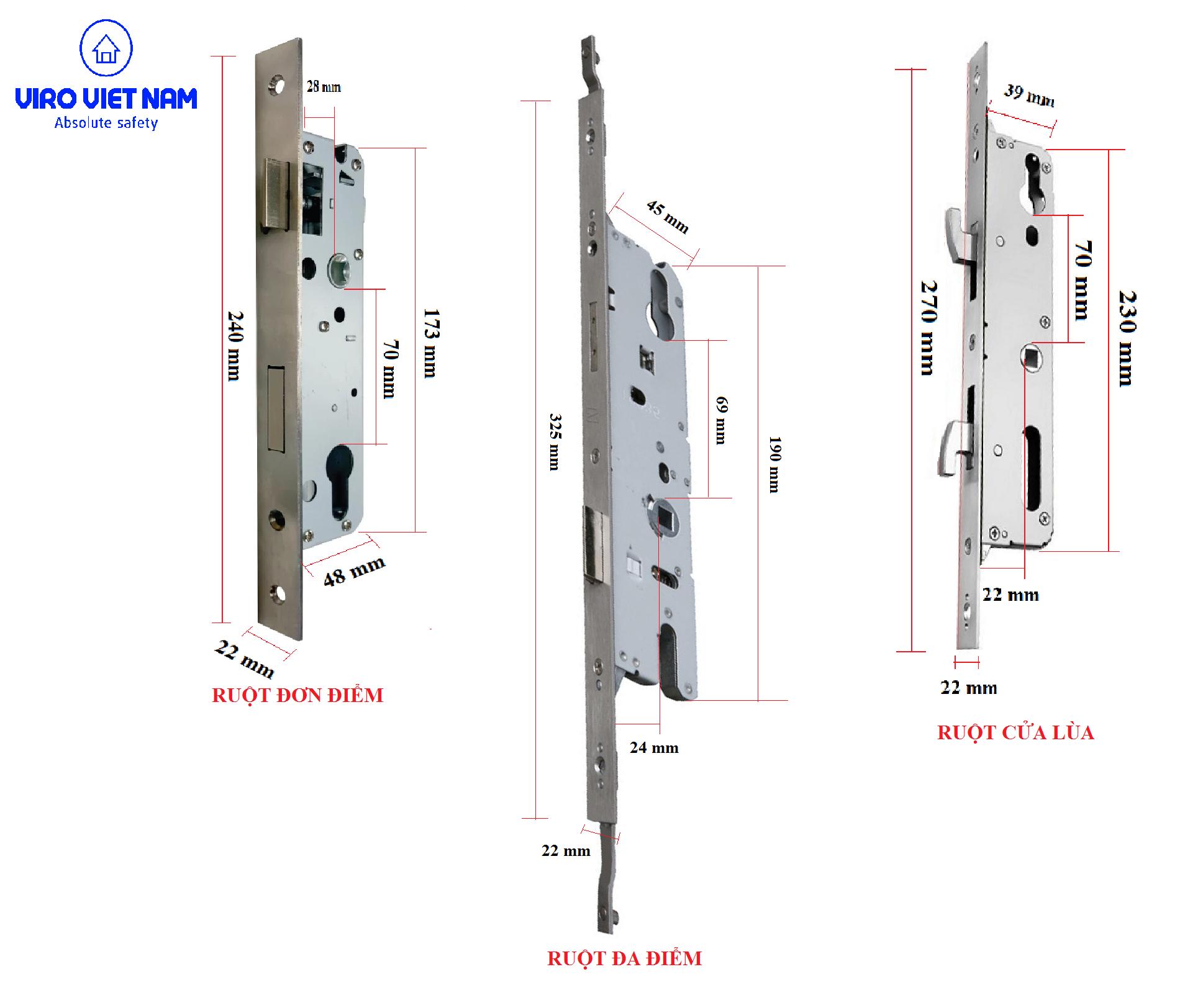 Khóa cửa nhôm Viro VR-S30B