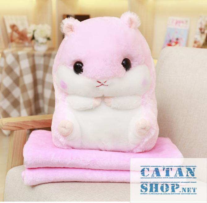 Gối mền hamster  3 trong 1 siêu cute, nỉ nhung cực mịn, chăn gối văn phòng, gấu bông CATAN shop, quà tặng sinh nhật 8/3 20/10