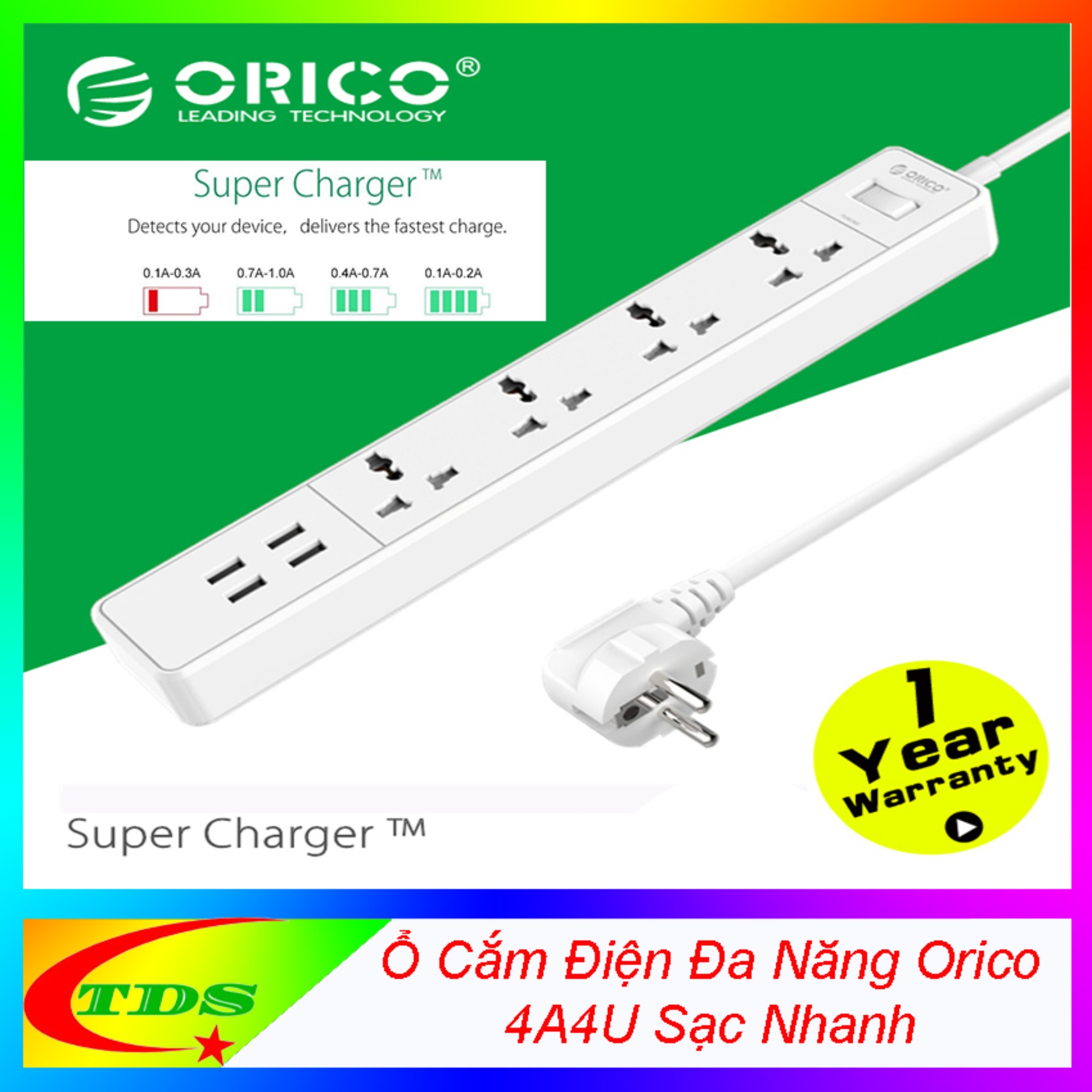 Ổ cắm điện Orico OSC-4A4U-UN