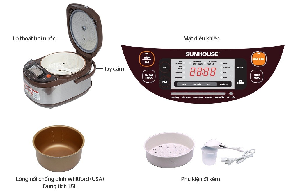 Nồi cơm điện tử Sunhouse SHD8905C