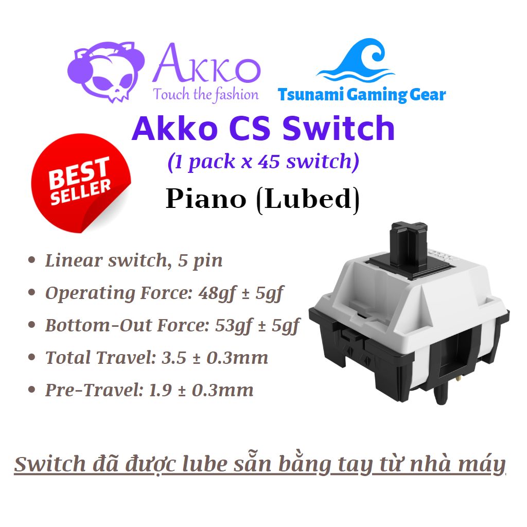 Bộ switch AKKO CS Piano Hand Lubed 5 pin 45 switch Lazada vn