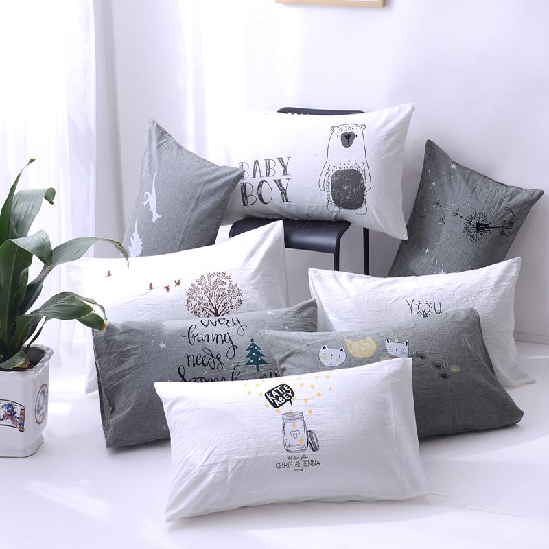 100% Cotton Bông Giặt Nước Sắc Xanh Thiên Nhiên Vỏ Gối Bắc Âu 100% Cotton Hoạt Hình Duy Nhất Túi Gối Một Chiếc Cặp 2