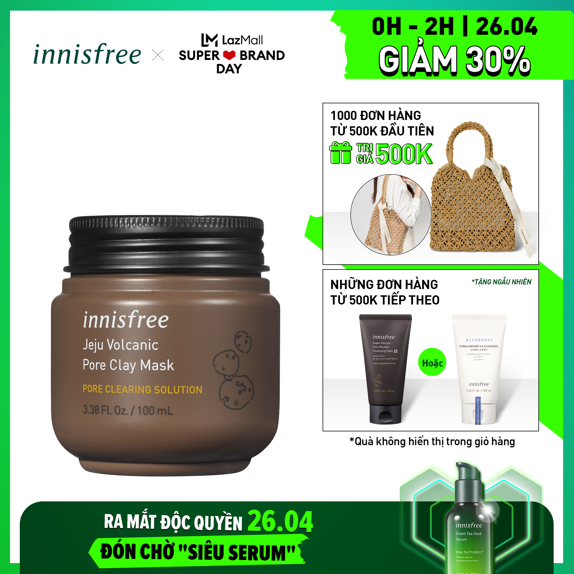 Mặt nạ tro núi lửa Jeju Volcanic Pore Clay Mask Innisfree 100ml