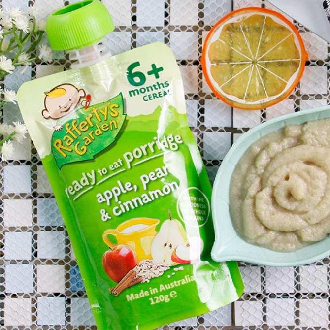 Dinh dưỡng Rafferty's Garden ngũ cốc, lê, táo, quế 120g (Trên 6 tháng)