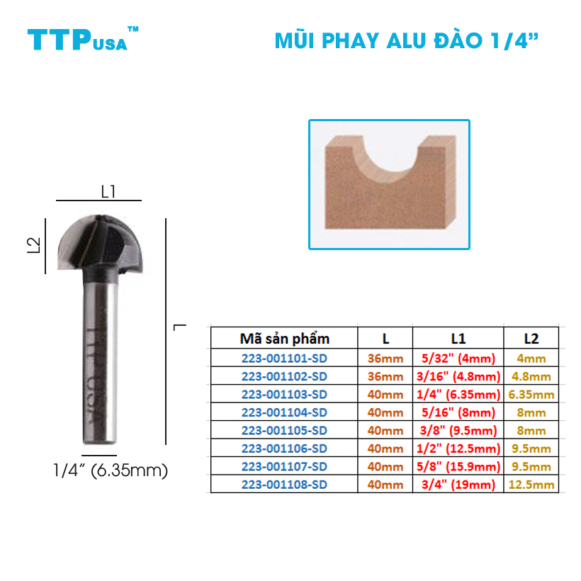 Mũi Phay Đào 8mm TTPusa
