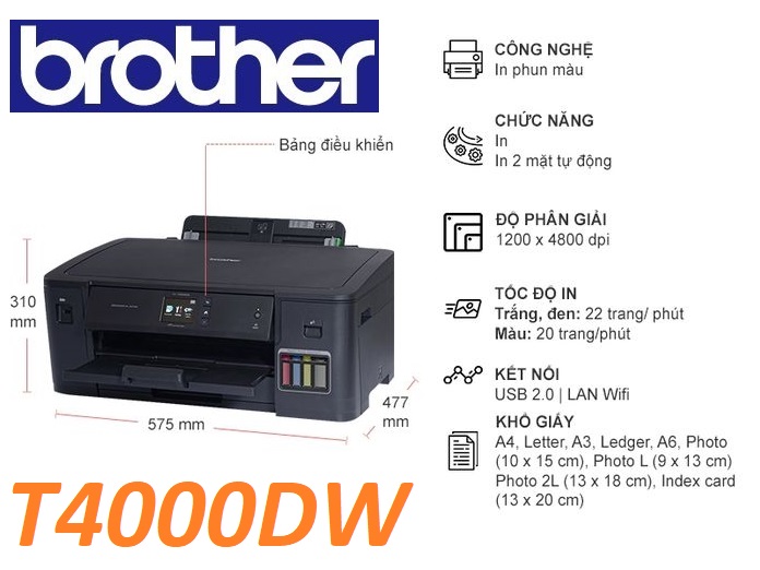 Máy in phun màu Brother HL-T4000DW