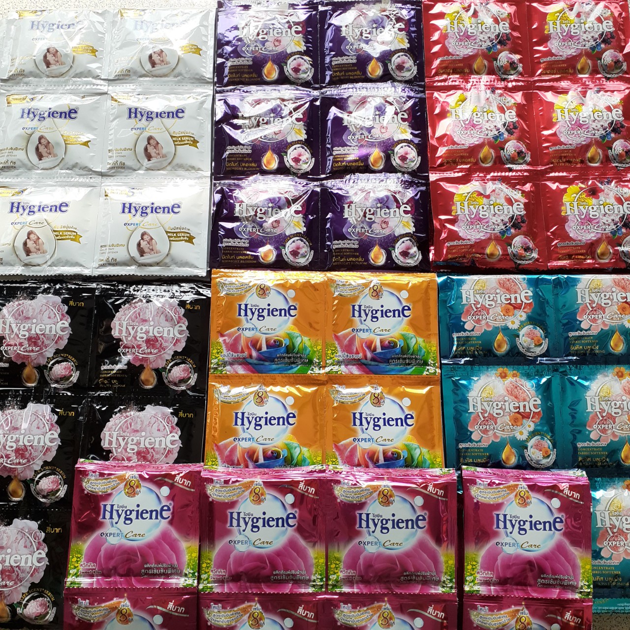 Nước xả vải Hygiene hồng/xanh/vàng/đem/trắng/tím 20ml combo 5 dây