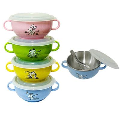 Bộ chén inox 2 lớp có quai nắp inox muỗng 184286