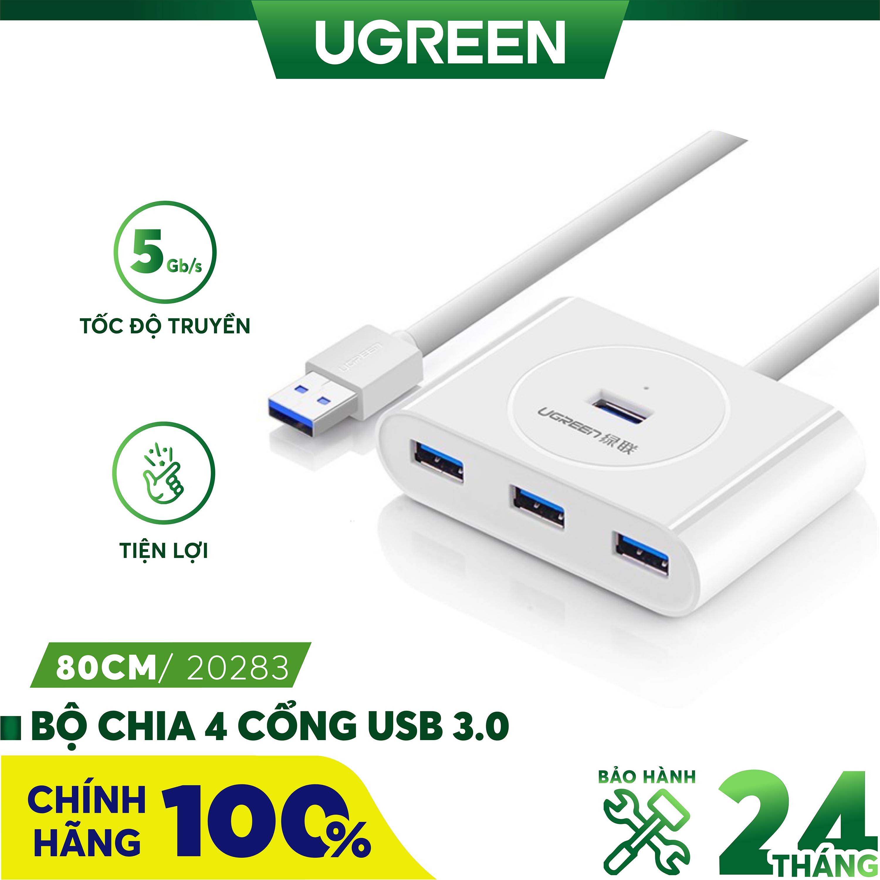 Bộ chia 4 cổng USB 3.0 Ugreen UG-20283