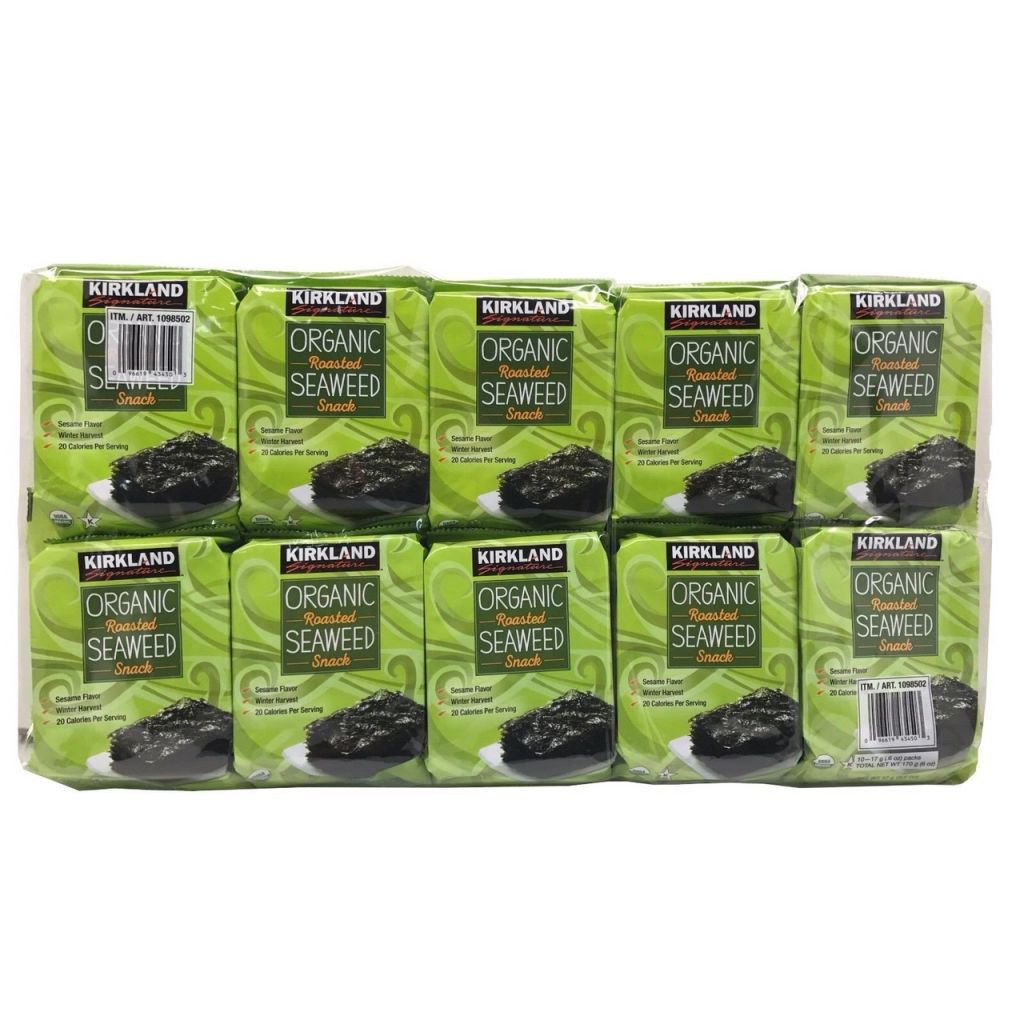 Combo 10 gói rong biển ăn liền hữu cơ Kirkland 17g